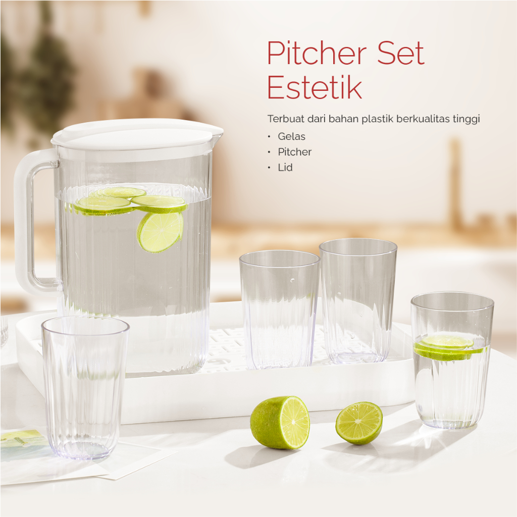 Cypruz Set Pitcher Plastik + Gelas 4 pcs / Premium Set Pitcher