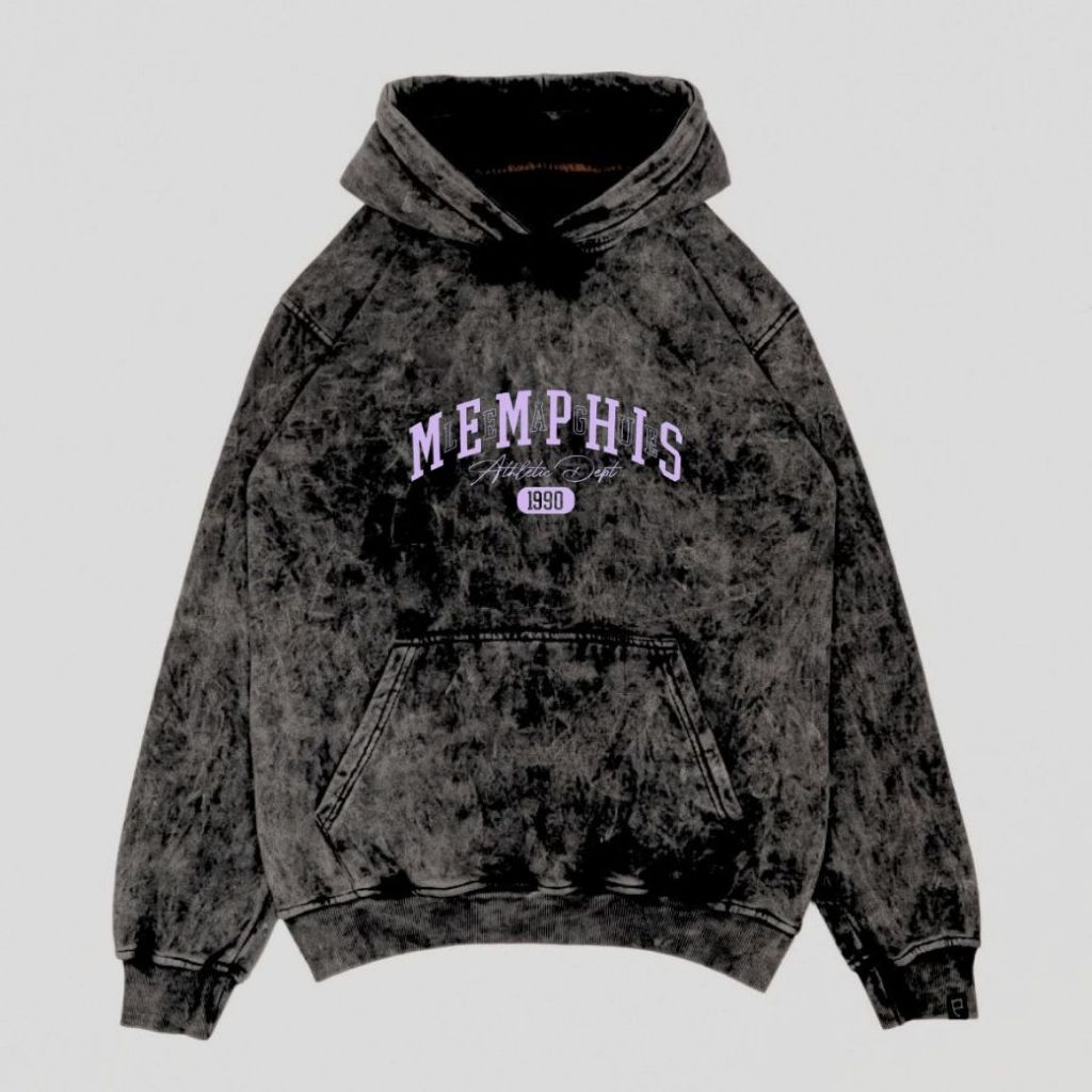 Washed Hoodie Sandwash Black Memphis