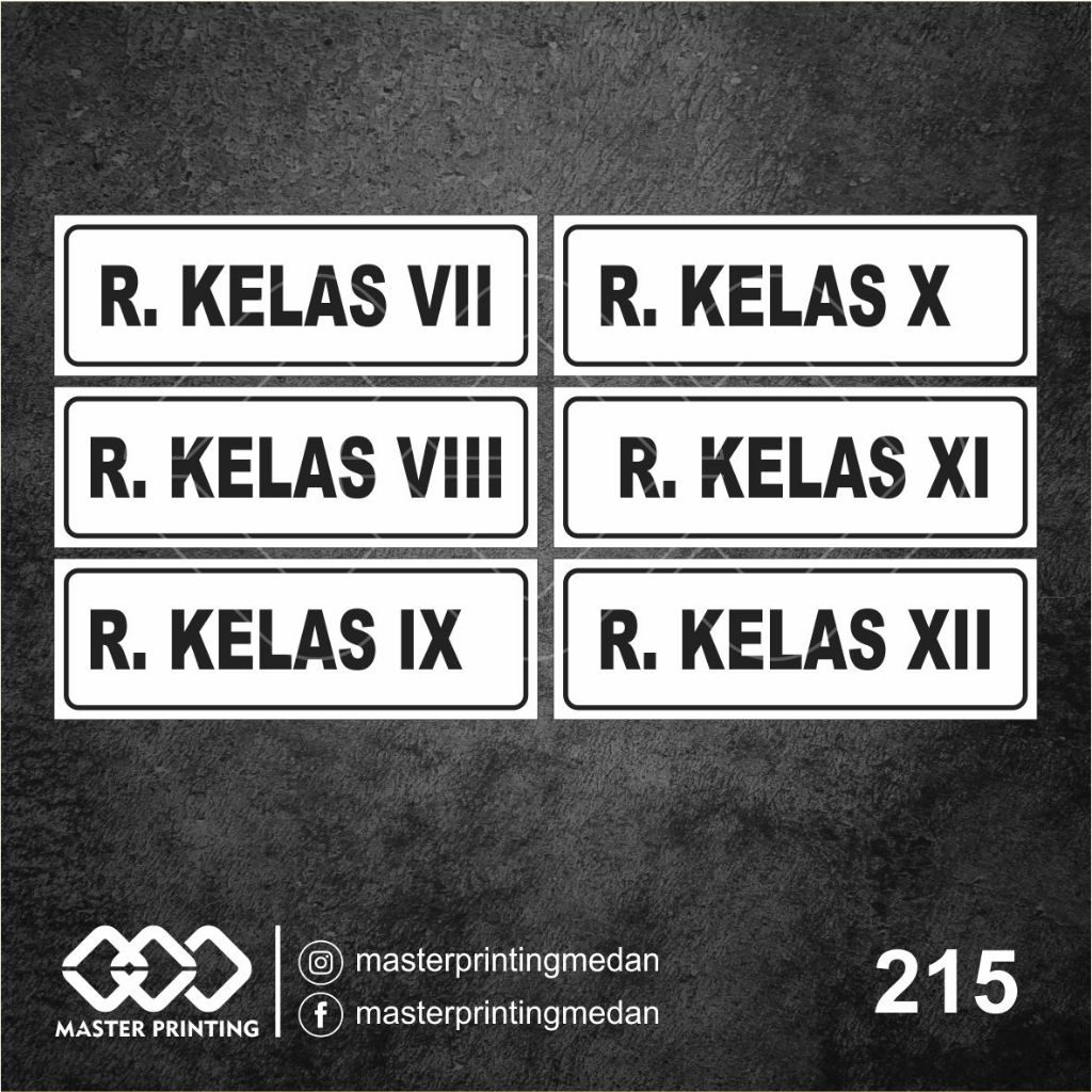 

215 - Stiker Nama Ruangan Kelas di Sekolah, Sticker Vinyl, Premium, Tahan Air, Termurah, Bisa Custom