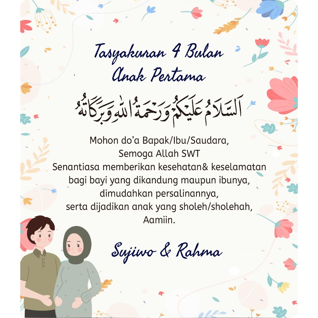 KARTU TASYAKURAN 4 BULAN KEHAMILAN/7BULANAN KEHAMILAN