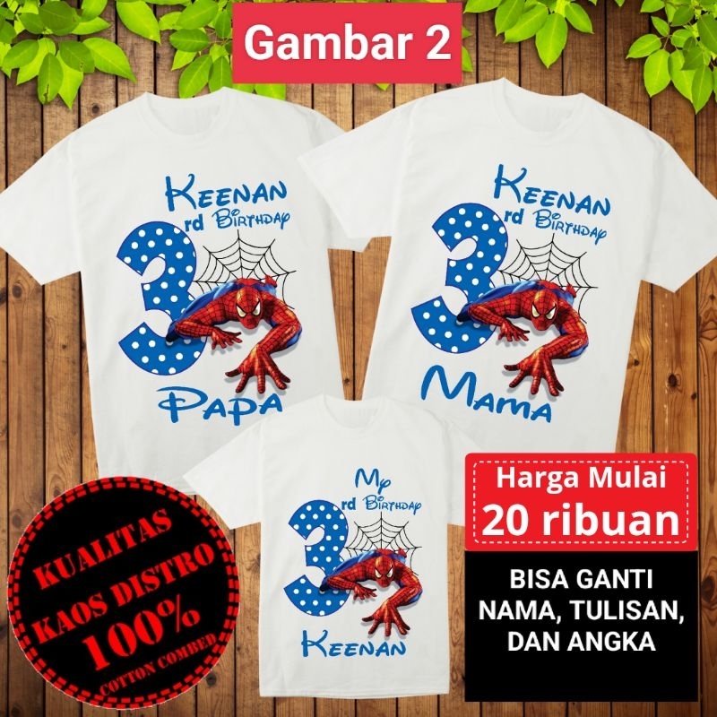 KAOS ULANG TAHUN SPIDERMAN COUPLE FAMILY BAHAN KATUN LEMBUT MURAH BAGUS