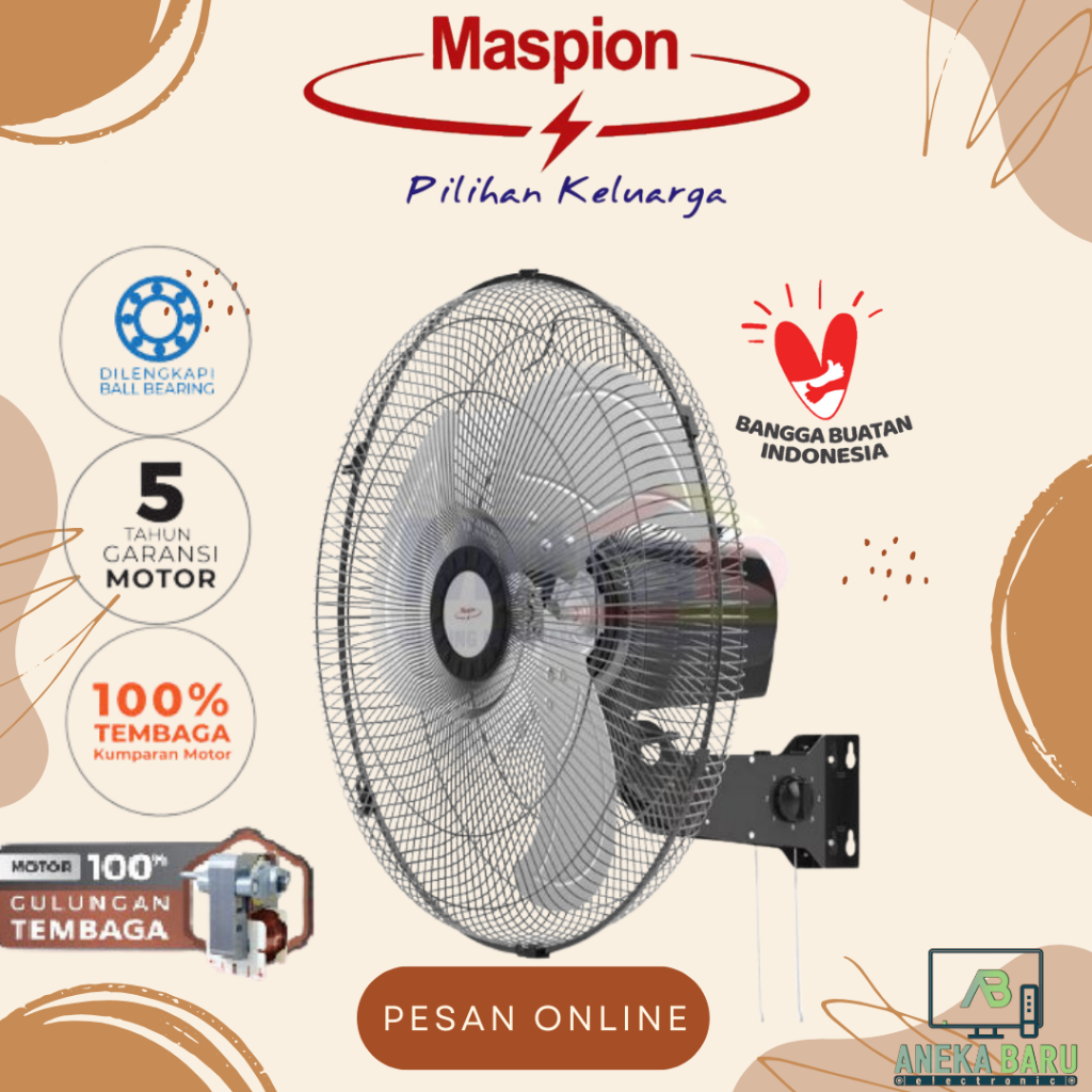 [READY & COD] Maspion Power Wall Fan Kipas Tembok PW-506W / 506W / PW 506 W (20 Inch)