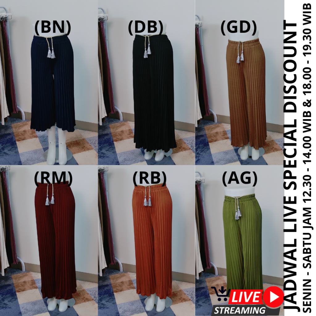 Celana Kulot Plisket Payung / Celana Panjang Kulot / Kulot Payung / Celana Muslim/ Hype/ Casual