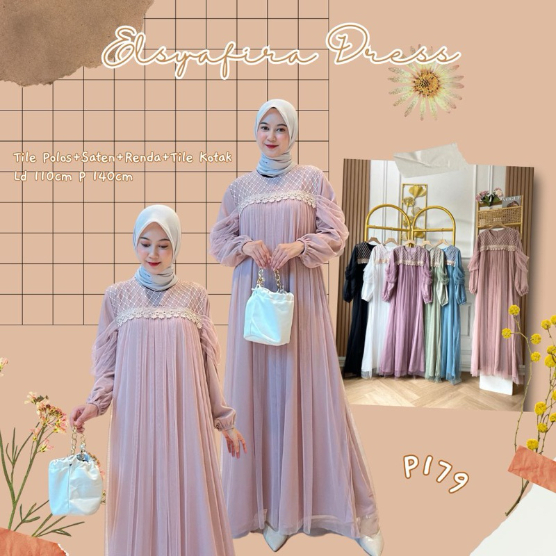 [ORI] ELSYAFIRA DRESS TILE / DRESS LEBARAN 2024 / DRESS REMAJA / DRESS KEKINIAN TERBARU 2024
