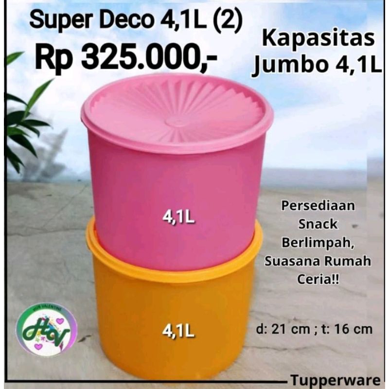 

Tuperware 2pcs Super Deco Canister Uk 4.1L Toples Besar