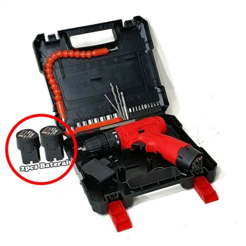 Bor cas 12V HDT 2 baterai CD405 - bor cordless 12volt 10mm