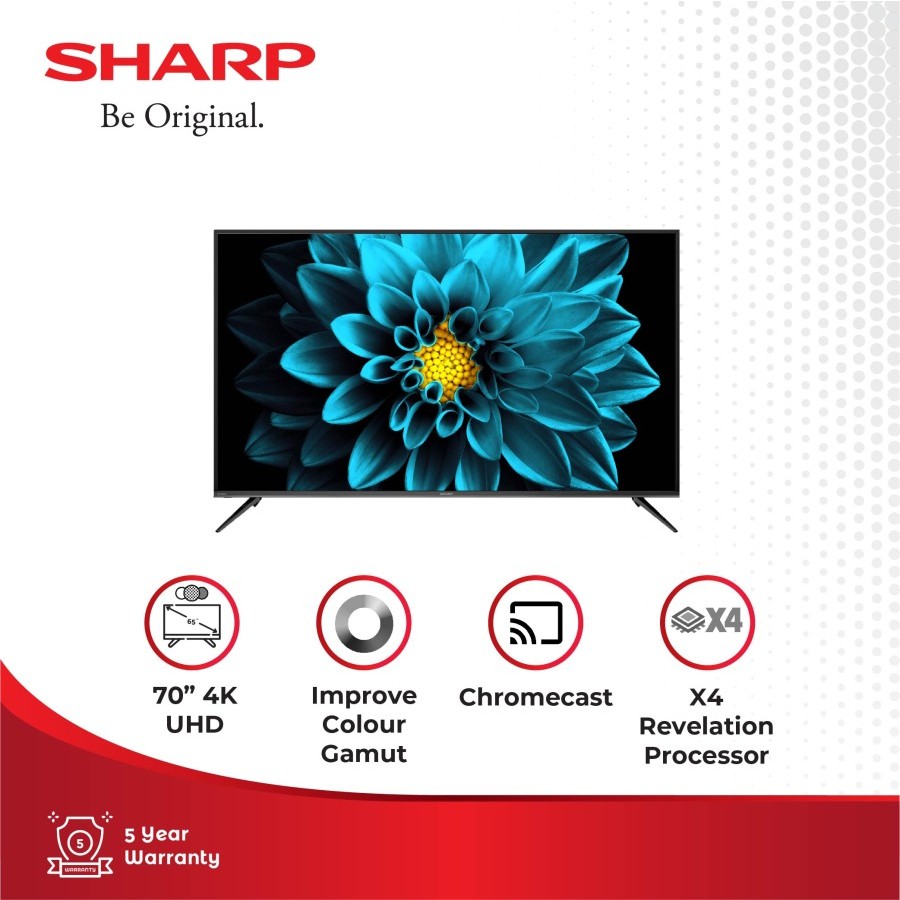 TV Sharp 70 Inch LED TV 4K Android TV Google Assistant 4T C70DK1X