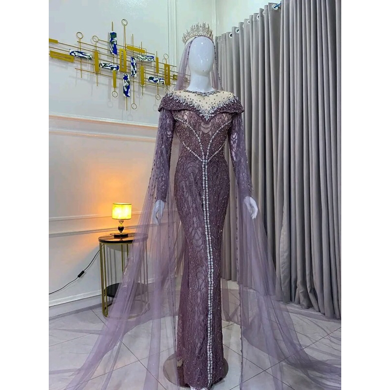 Kebaya pengantin slim ungu Taro