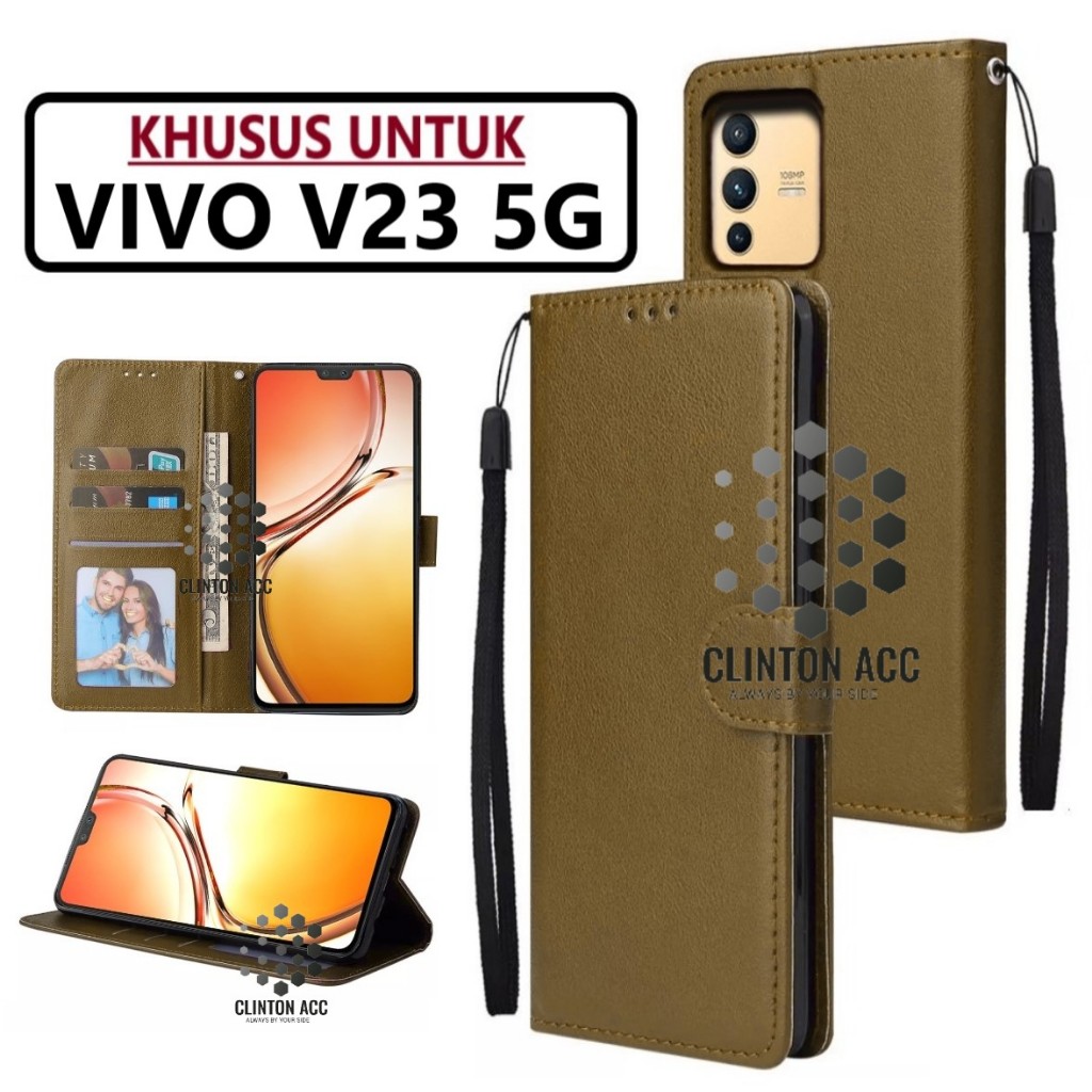 CASE HP VIVO V23 5G FLIP WALLET LEATHER DOMPET KULIT SOFTCASE PREMIUM FLIP COVER SARUNG BUKA TUTUP F