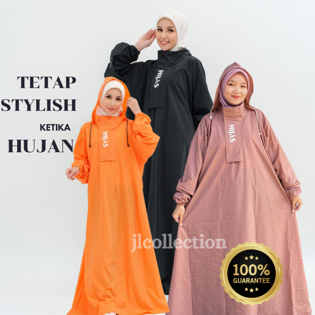 Jas hujan gamis wanita muslimah warna dusty pink / Jas hujan pria dewasa / Jas hujan original tebal 
