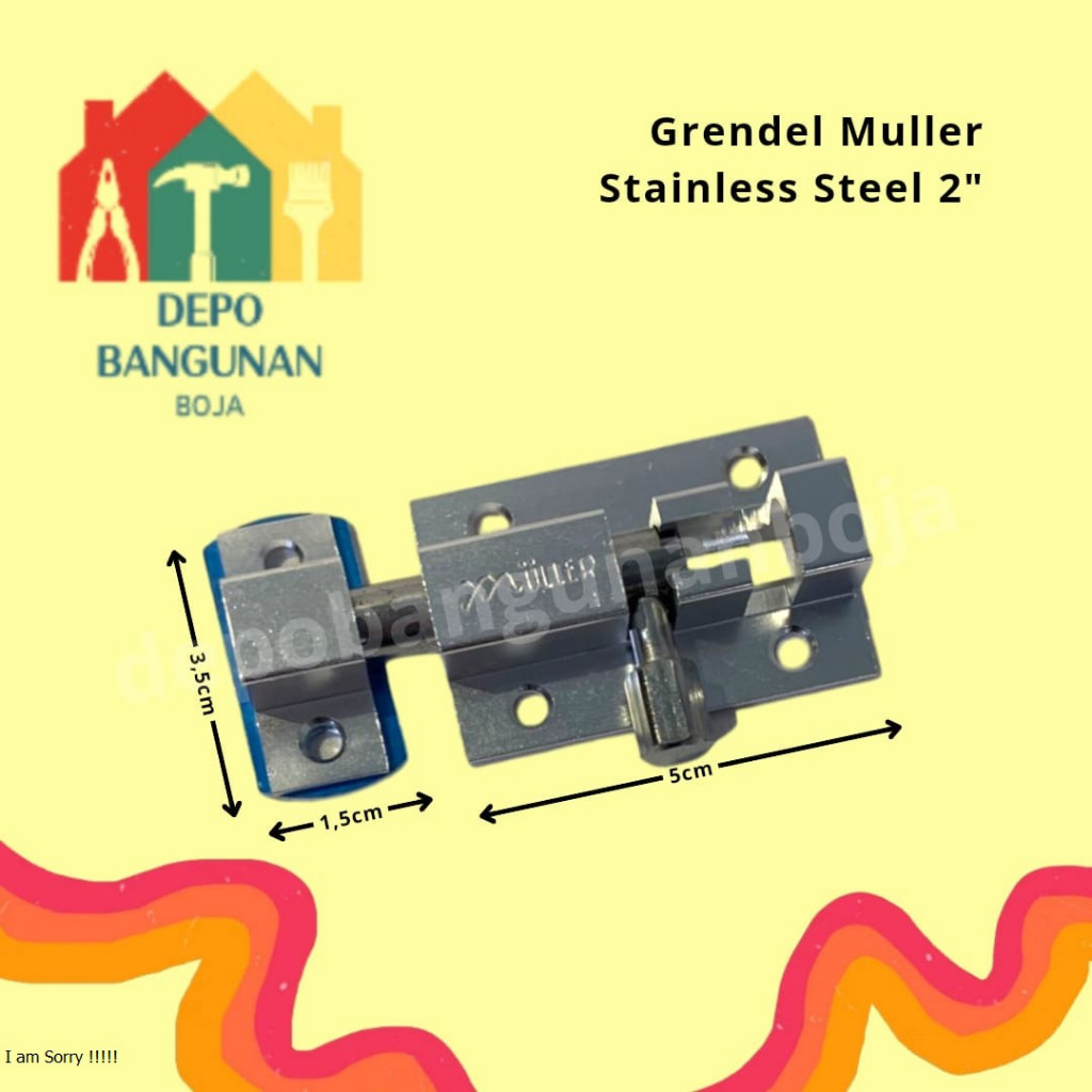 (5.4) Grendel Stainless Steel Muller 2" / Grendel / Selot Pintu