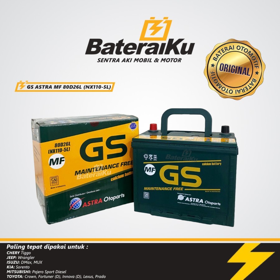 Aki Mobil GS ASTRA NX110-5L MF Untuk Innova, Fortuner, Pajero, Lexus