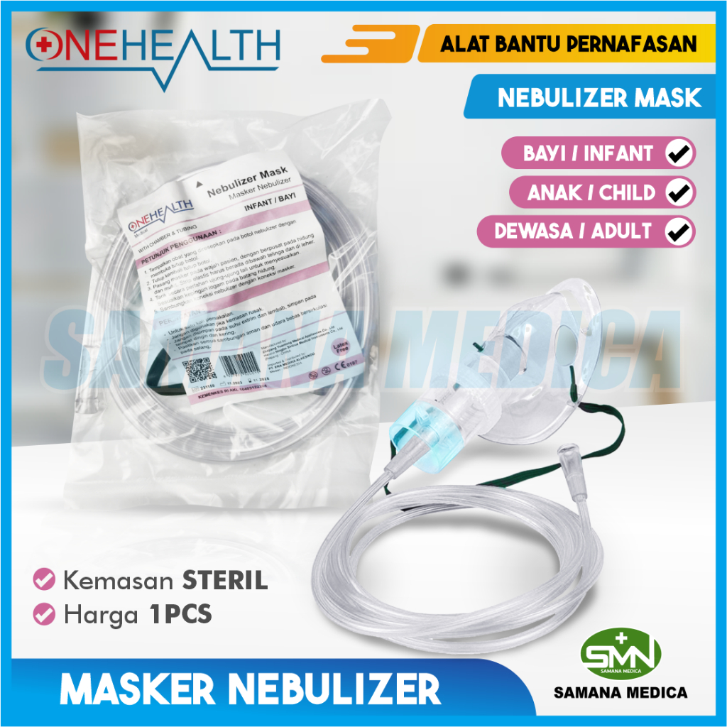 Masker Nebulizer Nebul ONEHEALTH Dewasa / Anak / Bayi - Masker Nebulasi Yang Dilengkapi Dengan Tempa