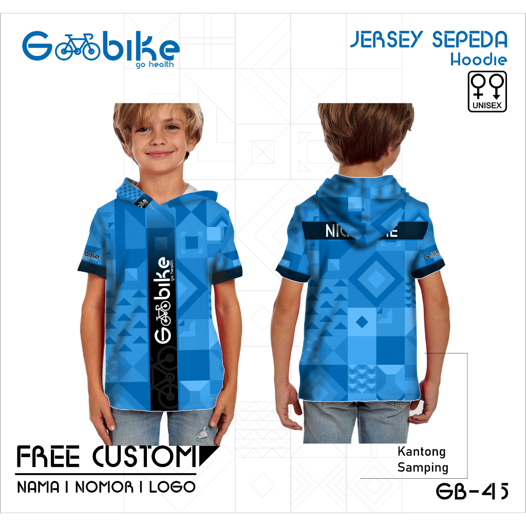 Hoodie jersey sepeda anak baju gowes kaos go bike