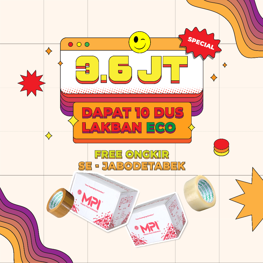 

PAKET 10 DUS LAKBAN MPI 100 Yard ECO Gratis ongkir SEJABODETABEK