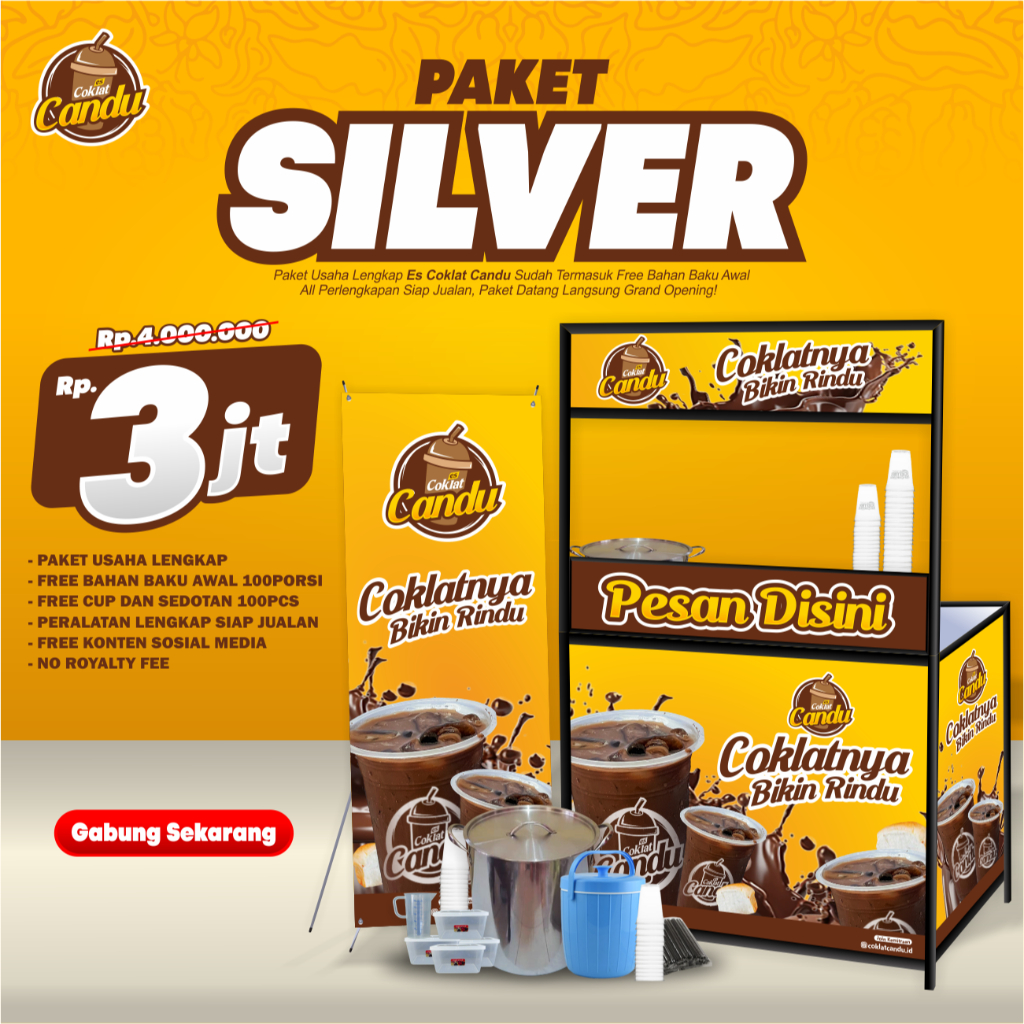 

PAKET FRANCHISE ES COKLAT CANDU BOOTH SILVER / FRANCHISE ES COKLAT CANDU / PAKET USAHA ES COKLAT CANDU / PAKET BISNIS ES COKLAT CANDU / PAKET USAHA ES COKLAT CANDU / ES COKLAT VIRAL / ES COKLAT KEKINIAN