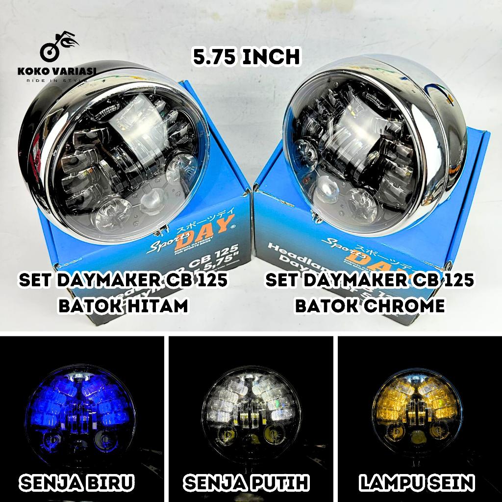 DAYMAKER CB 125 LAMPU DAYMAKER 16 LED 5,75 INCH LAMPU KOTA PUTIH SEIN KUNING SET BATOK