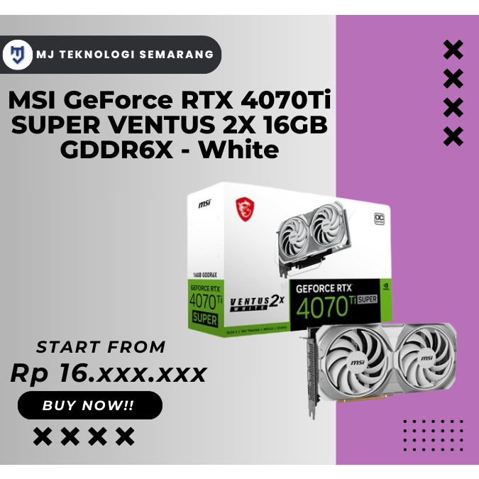 MSI GeForce RTX 4070 Ti SUPER VENTUS 2X 16GB GDDR6X - White