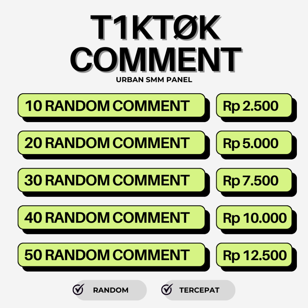 URBAN SMM - Tiktok Comment Indonesia Random Mix| Komen Tiktok Indo Mix Random| Komentar Tiktok Acak|