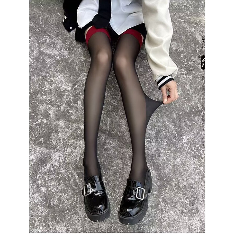 Dezenna Stocking Wanita Sexy Transparan Stocking di atas Lutut 5-9S