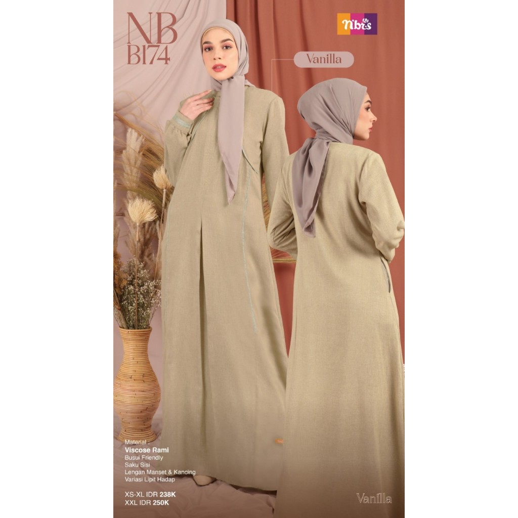 GAMIS MUSLIM DEWASA NIBRAS NB B174 WARNA VANILLA.MAROON.CARAMEL