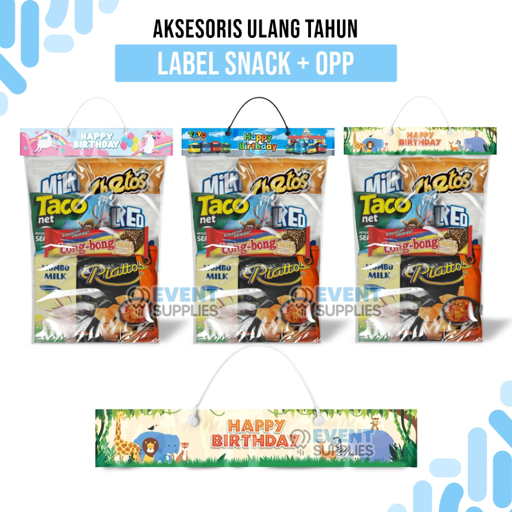 

Custom Tas Label + Plastik Ultah Snack Plastik Bungkusan Ulang Tahun 25 x 40cm