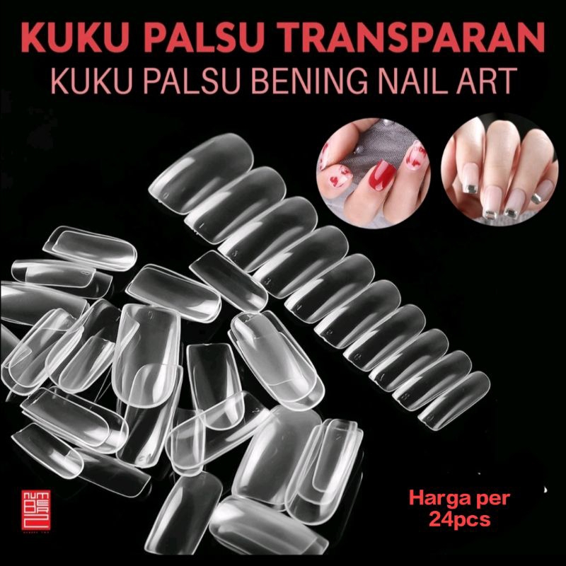 Kuku palsu putih transparan bening polos manicure kuku extension