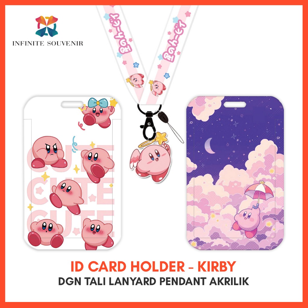 

[N003] KIRBY / Name Tag Card Holder Motif Karakter Kirby dengan Tali Lanyard Pendant Akrilik / ID Card Holder Tali Gantungan Acrylic Pink Lucu / Nametag / Tempat Kartu Flazz / Emoney