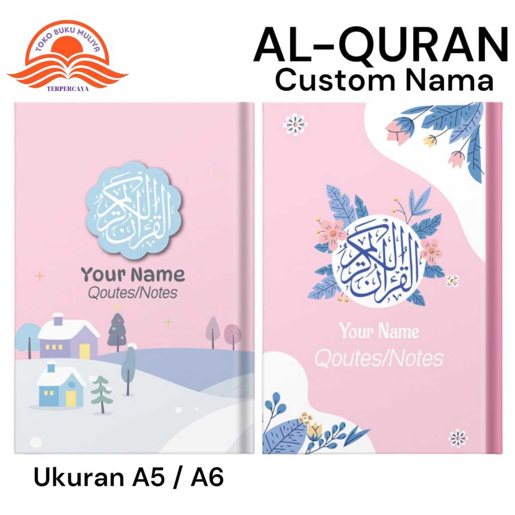 Alquran Gratis Custom Nama | Al-Quran Custom Ukuran A5 / A6 Terjemahan Perkata | Rasm Utsmani | Tema