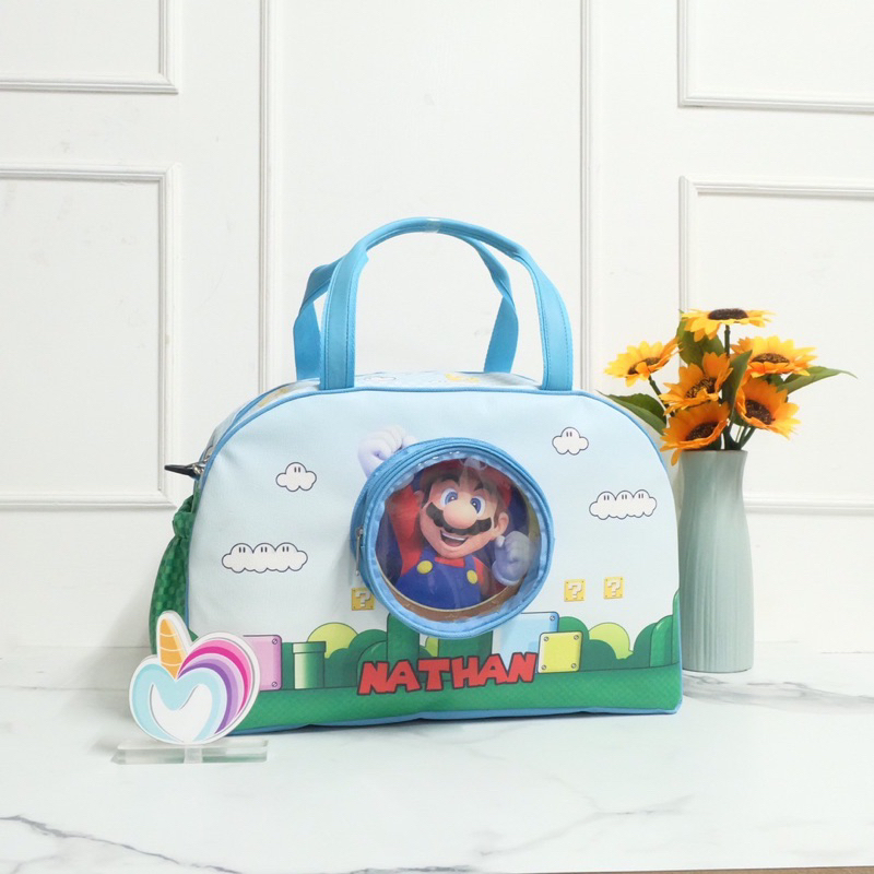 BIG TRAVEL BAG ASTRONOT DENGAN TALI PANJANG / TAS TRAVEL CUSTOM / TAS SOUVENIR ANAK ULTAH CUSTOM / S