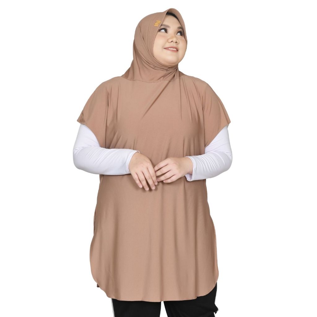 Jilbab Rompi Olahraga Super Jumbo Jersey Super Khimar Sporty Hijab Senam Jogging (Sporty Super Jumbo