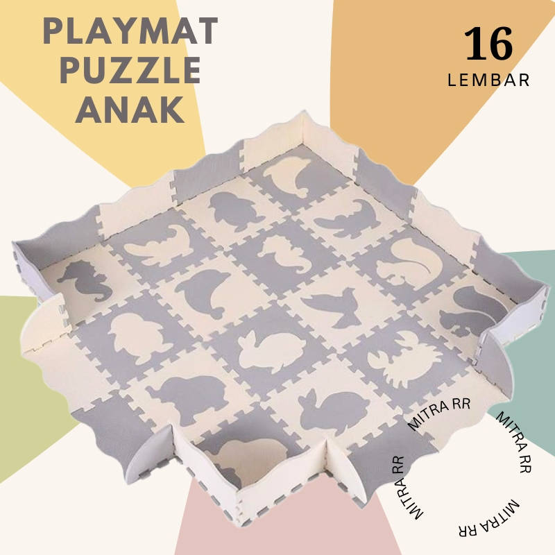 Caption Puzzle Playmat Bayi Pagar | Matras Alas Bermain Anak Edukasi 30x30cm 1 Pack isi 16 Lembar
