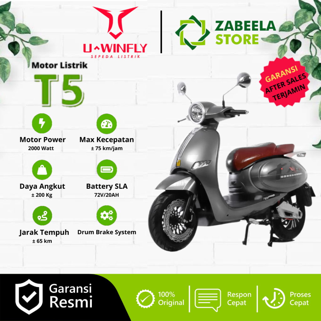 Sepeda Motor Listrik Uwinfly T5 Vespa 2000W 72V 20Ah Murah Bandung