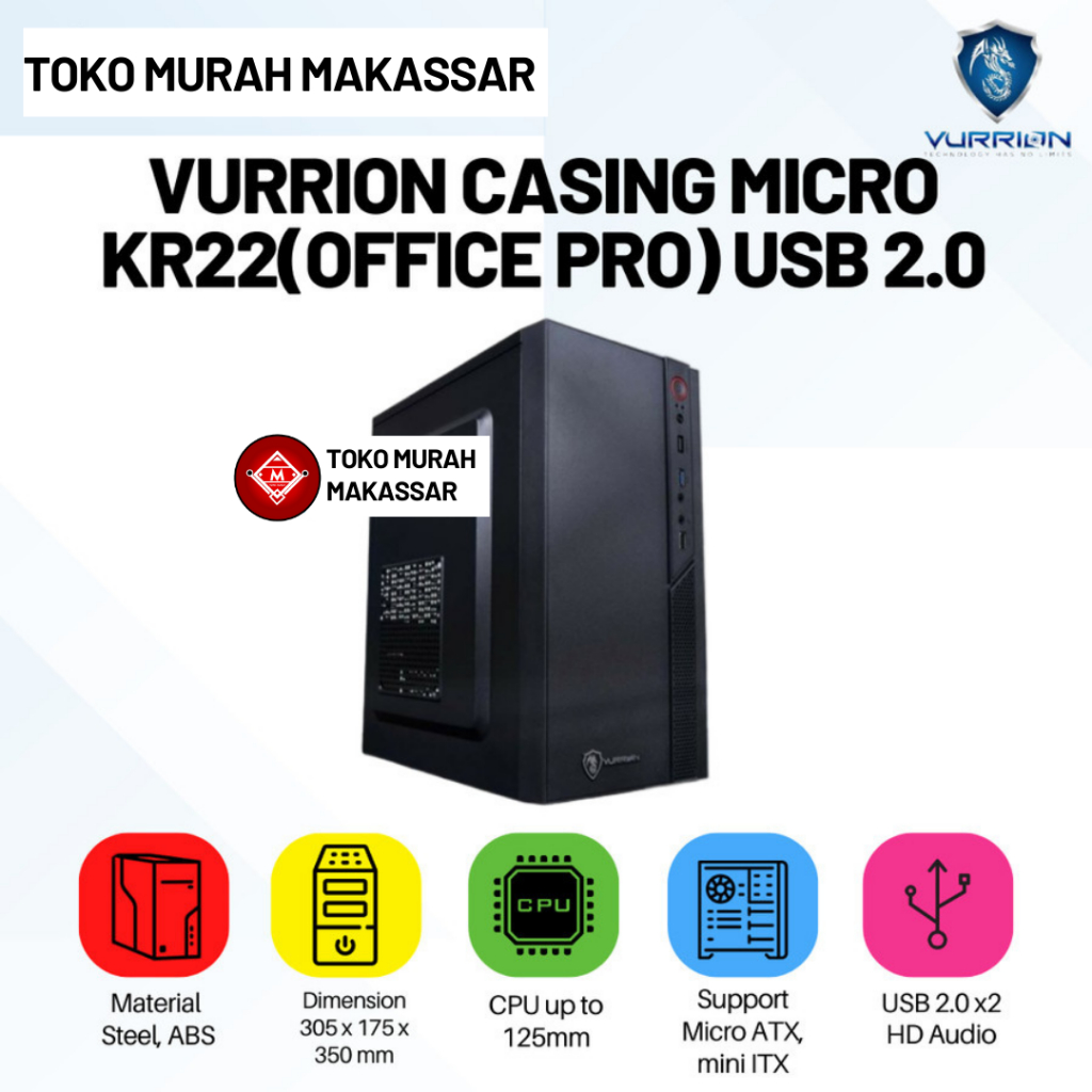CASING PC VURRION KR22+PSU 500WATT / CASE PC  KOMPUTER / VURRION KR22 /  CASE09-VUR