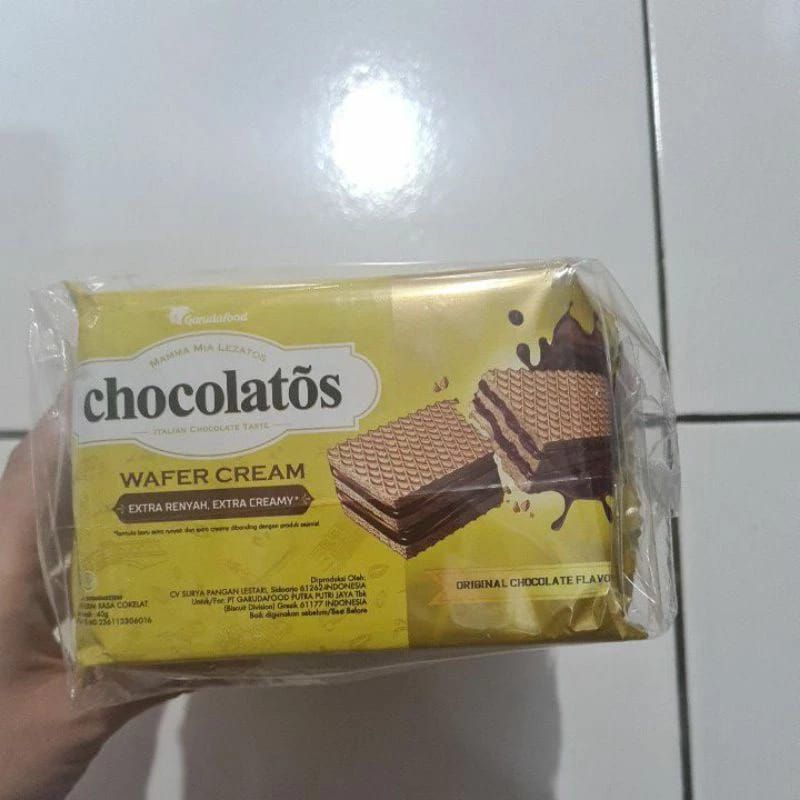 

Snack wafer Chocolatos cream dijual ecer kemasan 50 gram