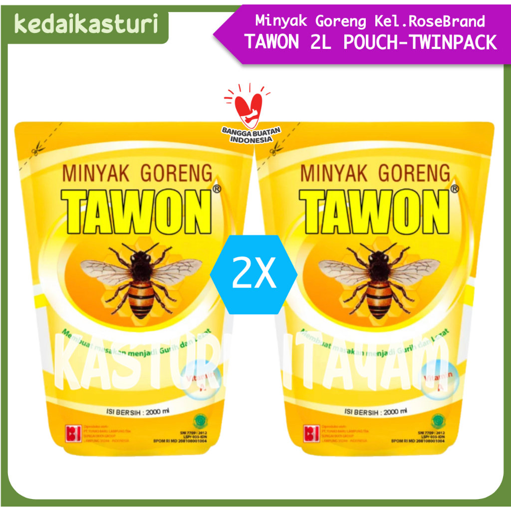 

Tawon 2 Liter x 2 Pouch Minyak Goreng Rose Brand - TwinPack
