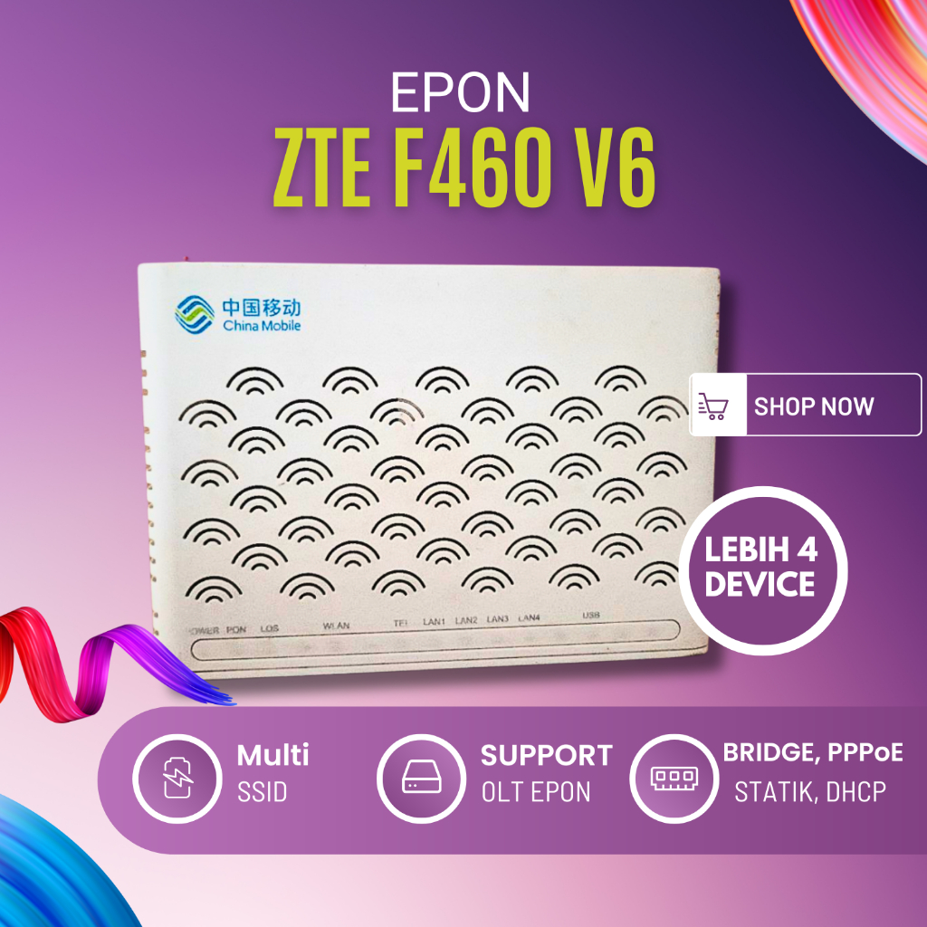 ZTE F460 V6 ONU EPON ROUTER CHINA MOBILE NON ADAPTOR - GARANSI