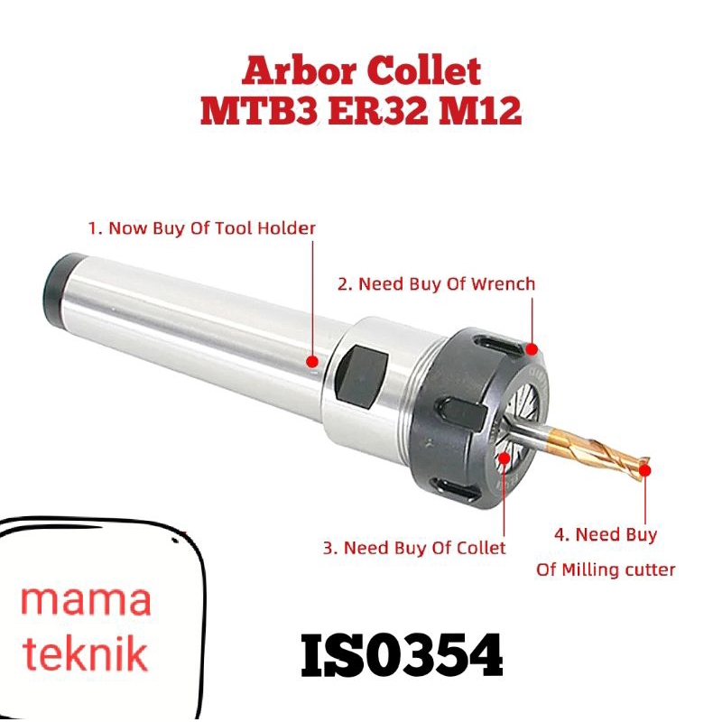 Arbor collet MTB3 ER32 drat atas M12 arbor milling arbor bor frais