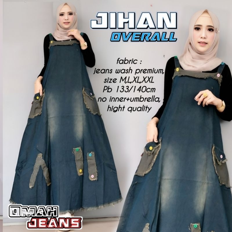 jihan overal jeans wash wanita remaja dewasa