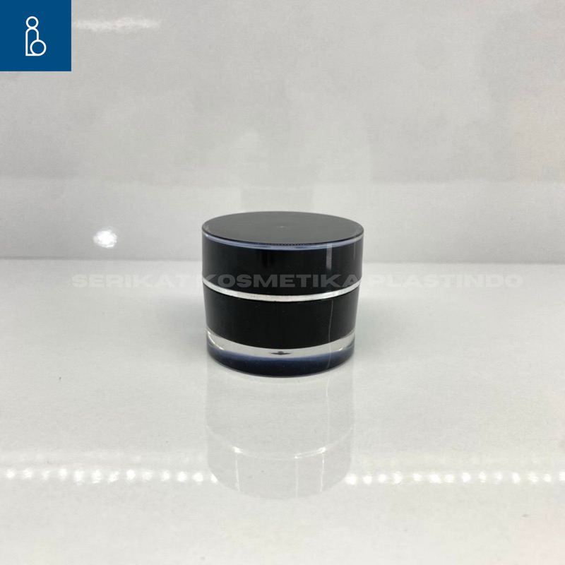 Pot Cream 10 Gram Acrylic Black Hitam List Silver / Pot Acrylic 10 gr / Pot Kosmetik Acrylic 10 gr /