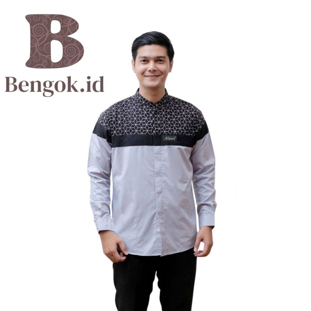 Promo Terbaru Kemeja Koko Lengan Panjang Dewasa Motif Senopati Warna Coksu - Baju Koko Dewasa Motif