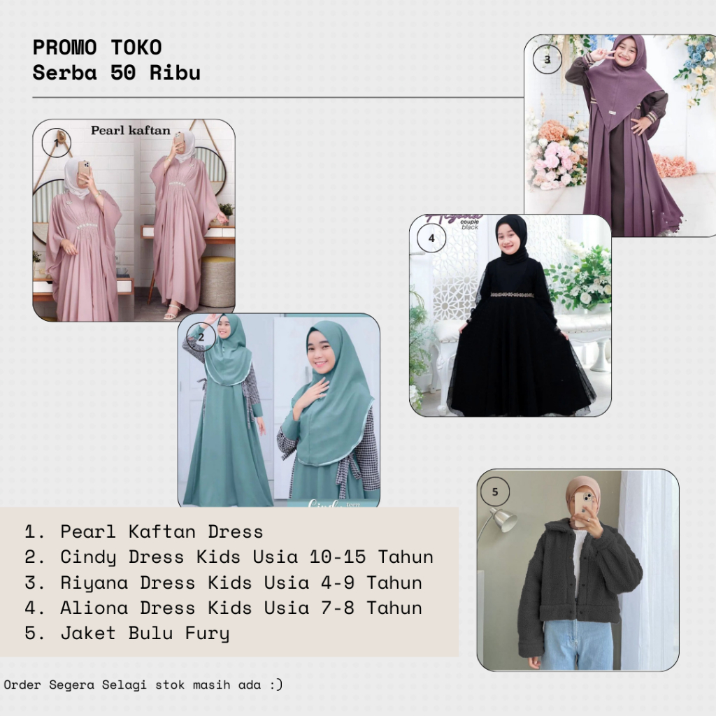 Cuci Gudang Serba 50 Ribu / Gamis Anak Remaja Tanggung / Baju Muslim Anak Perempuan / Gamis Remaja T