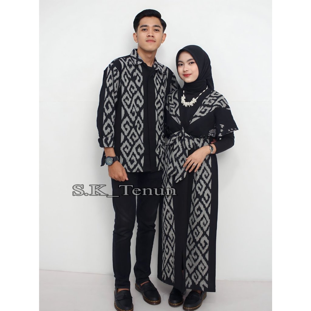 Dress Couple Tenun Kondangan Prewedding Clara Hitam Terbaru - Dress Tenun - Couple Tenun