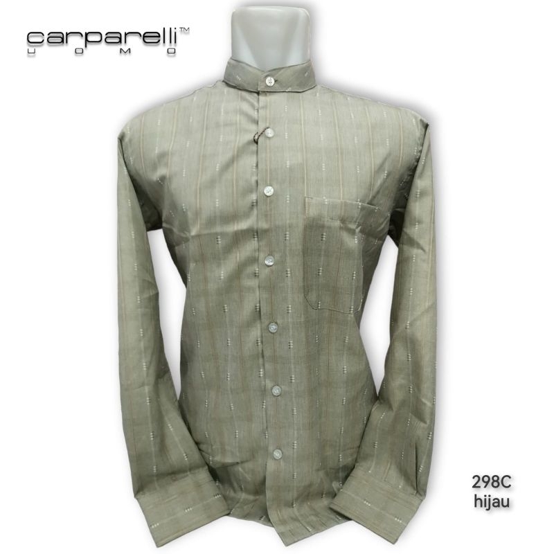 KEMEJA KOKO CARPARELLI WARNA HIJAU MINT MOTIF SONGKET
