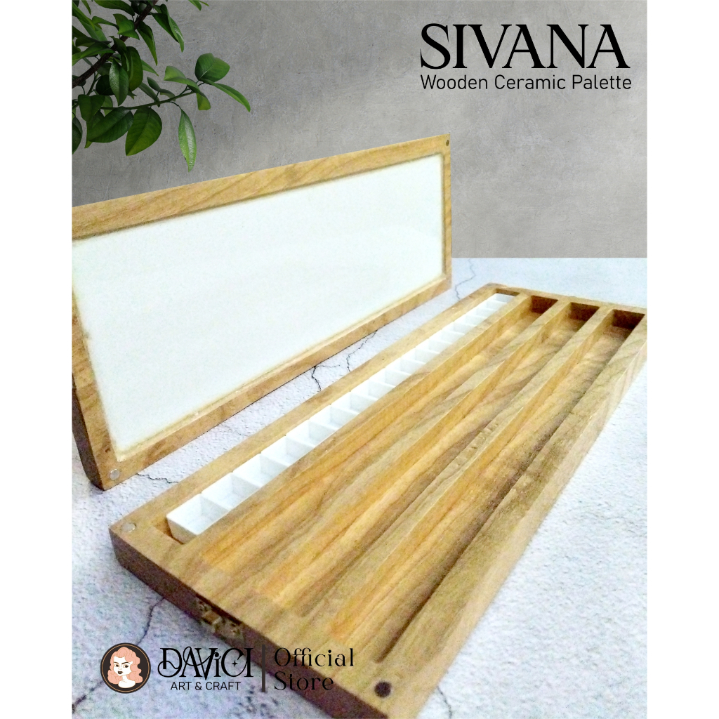 

DAVICI Wooden Ceramic Palette | Palet Keramik Watercolor | Wooden Palette Ceramic | Palet Lukis Keramik