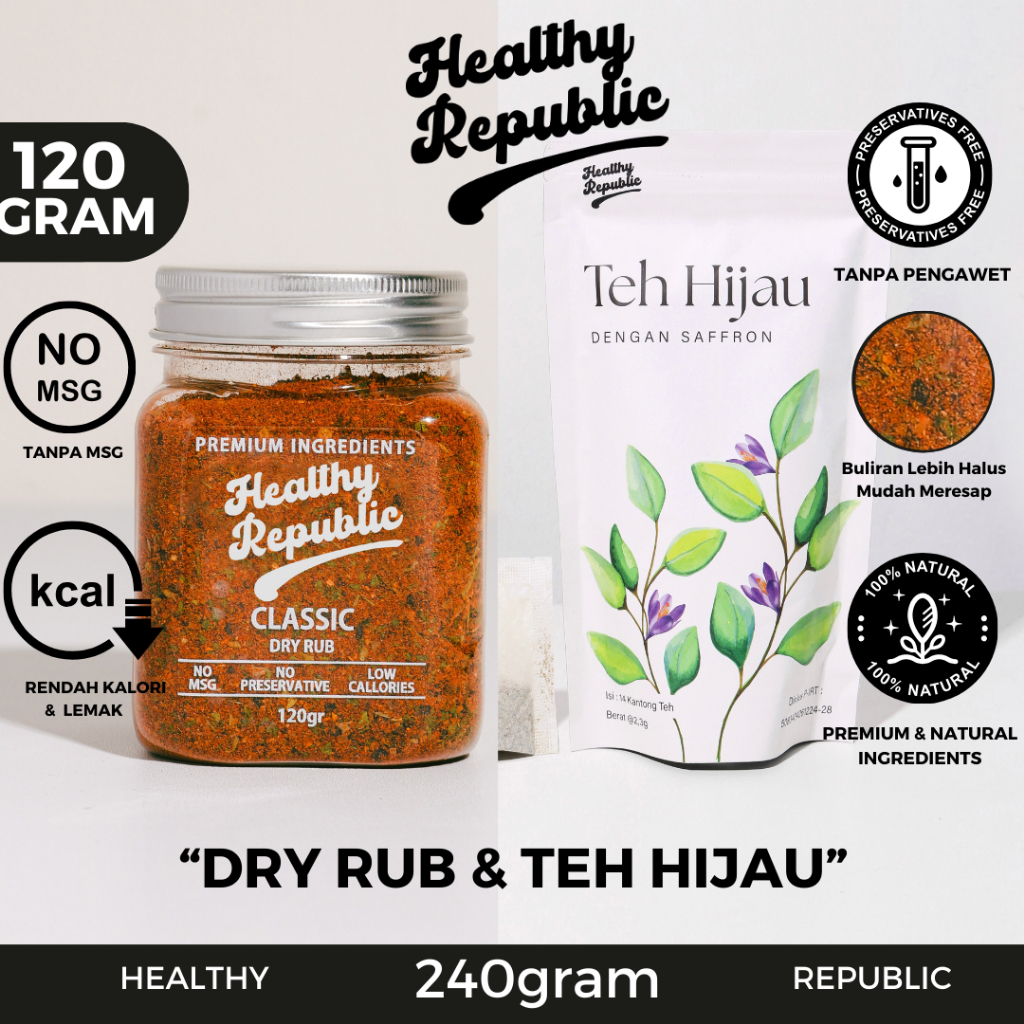 

BUNDLING Healthy Republic Bumbu Marinasi & Healthy Republic Teh Hijau Premium dengan Saffron