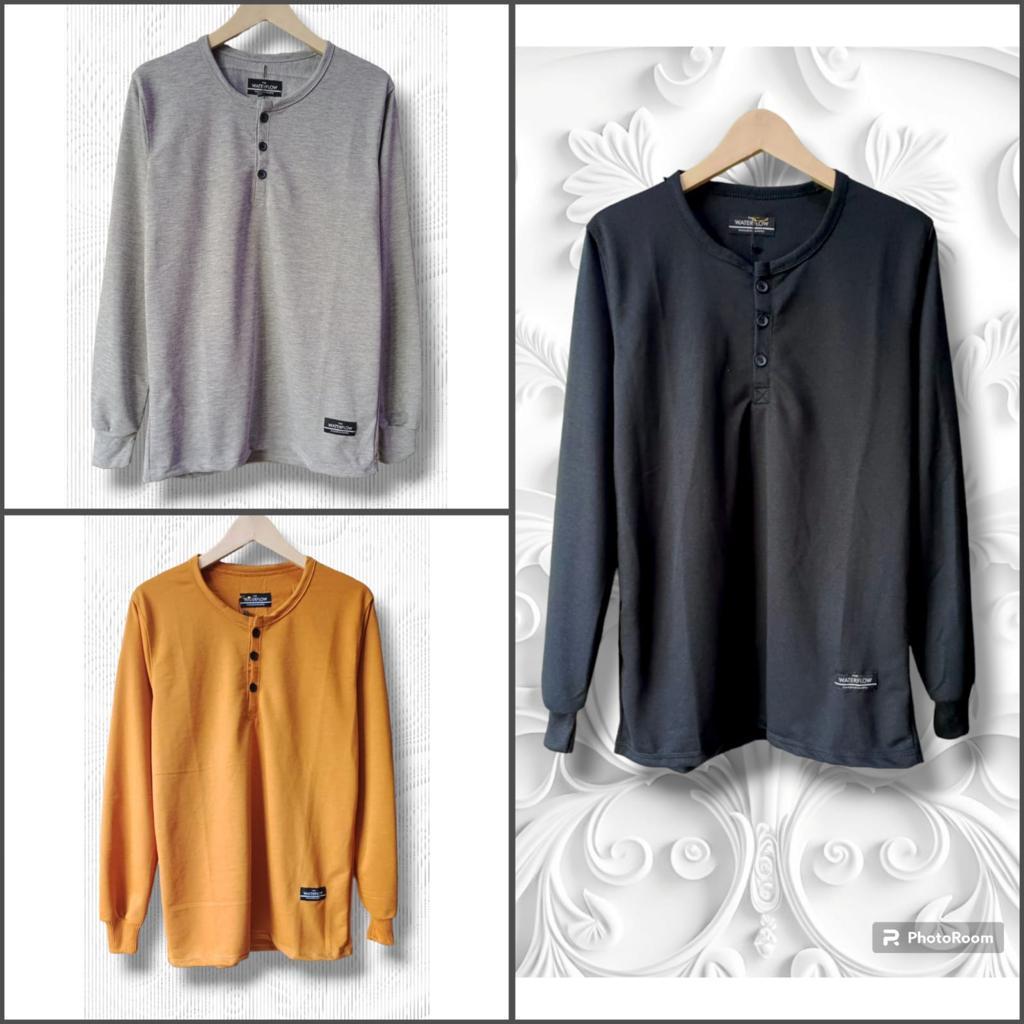 kaos Polos Pria Lengan Panjang Kancing 3