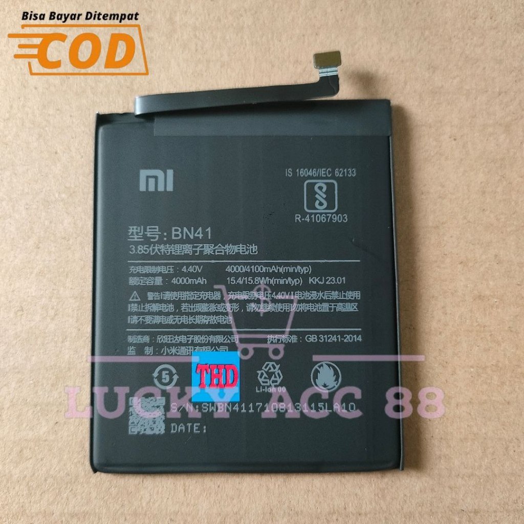 Batre Baterai Hp Original Xiaomi Xiomi Redmi Note 4 - Not 4X Mediatek BN41 Battery Tanam