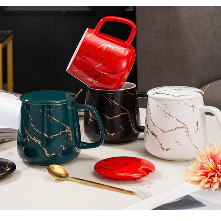 Cangkir set sendok cangkir souvernir keramik premium cangkik kopi estetik