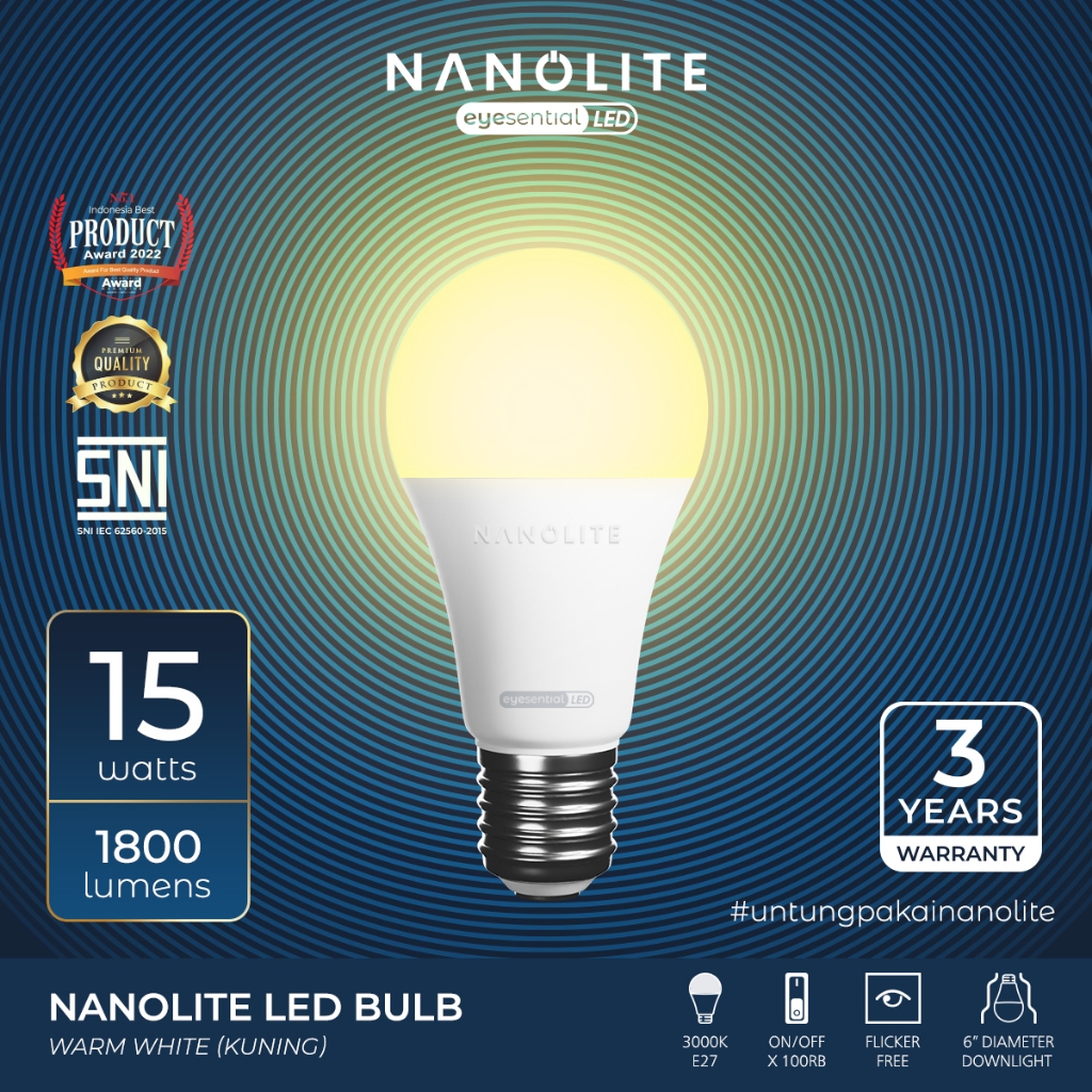 Nanolite Lampu LED Bulb 15W 3000K Kuning